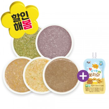 ❁할인해봄❁ ▶ 미음 냉장이유식 골고루 5팩 + 보리차 1봉